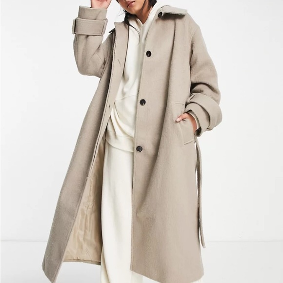 ASOS DESIGN smart brushed boyfriend wool mix - Picture 2 of 7